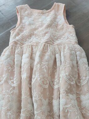 Girl's Sleeveless Dress, Little Stitches, Pink & Cream Lace, Size 3/4